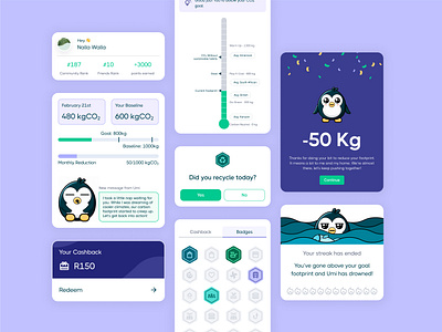 Carbon Footprint Tracking App achievments carbon footprint graphic design sustainability ui