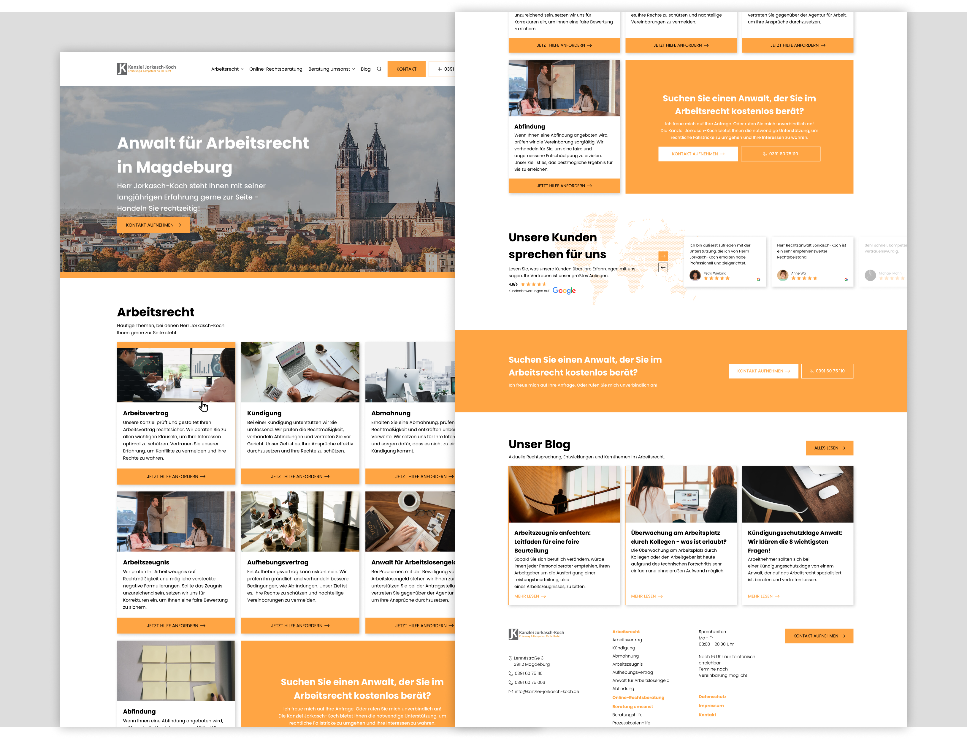 UX/UI Redesign corporate website germany law orange reviews testimonials typography ui uiux ux web web design wordpress wp