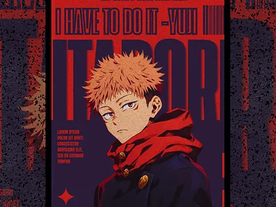 Jujutse kaisen - Yuji itadori poster design design graphic design illustration poster poster design ui vector