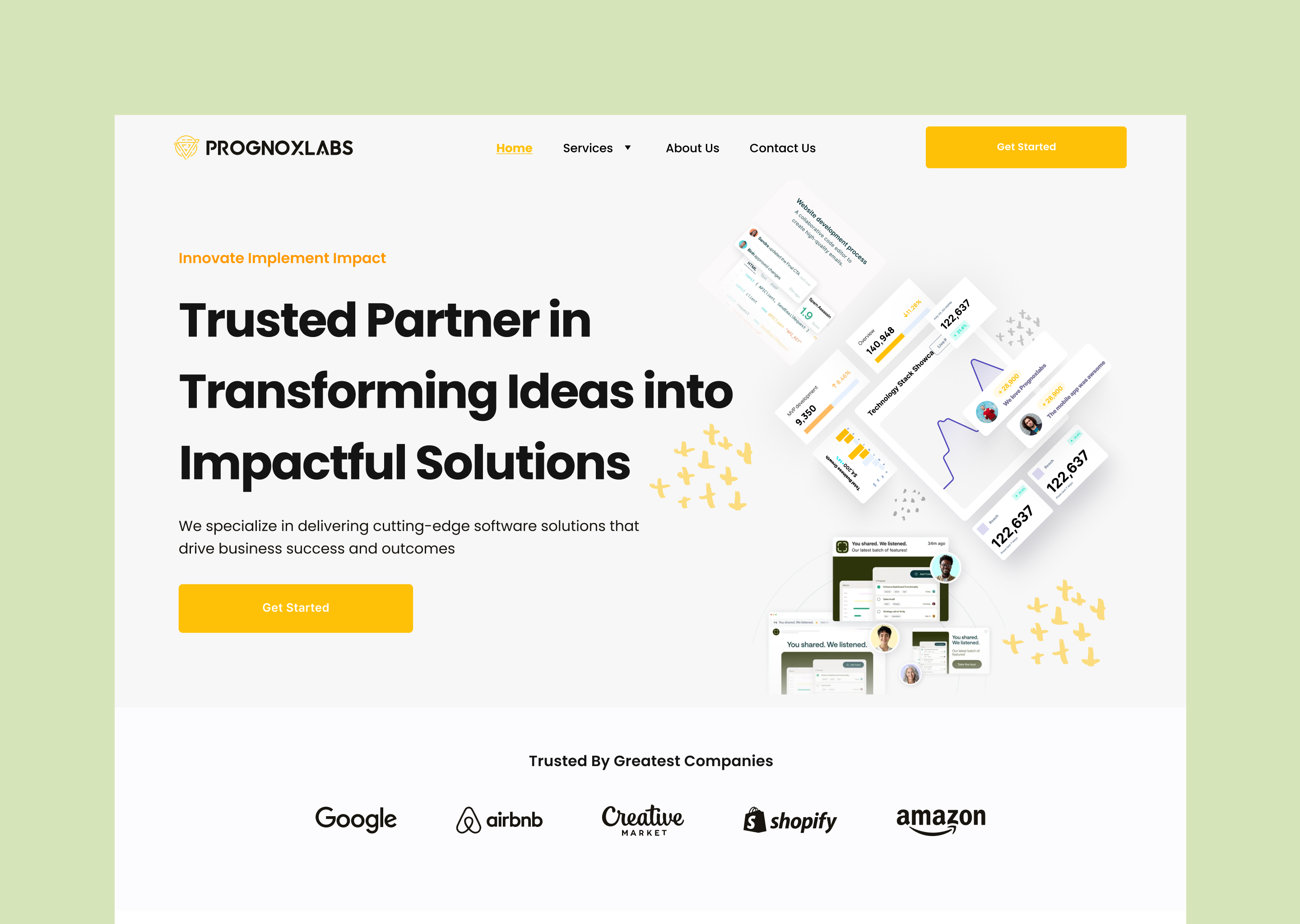 Prognox Website about page landing page ui ux website