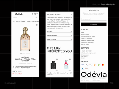 Odevia - E-COMMERCE design e commerce figma interactive responsive typography ui web design