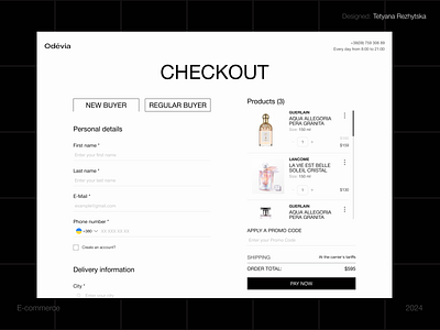 Odevia - E-COMMERCE design e commerce figma interactive responsive typography ui web design