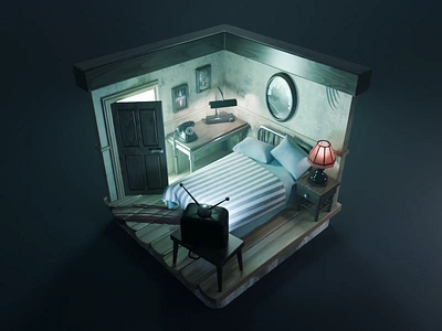 Haunted Room Tutorial 3d blender creepy diorama halloween haunted illustration isometric process render room tutorial