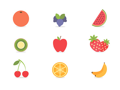 FRUIT VECTOR adobe illustaration apple banana berry cherry design fruit fruit vector graphic design illustration kiwi lemon orange strawberry vector watermelon