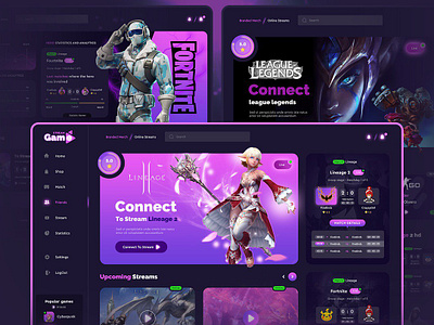 Level Up Your Game Streaming Platform with Epic Web Design creative design design figma figma design fortnite gamedevelopmentart gaming community stream team streamer streaming ui ux webdesign website website inspiration