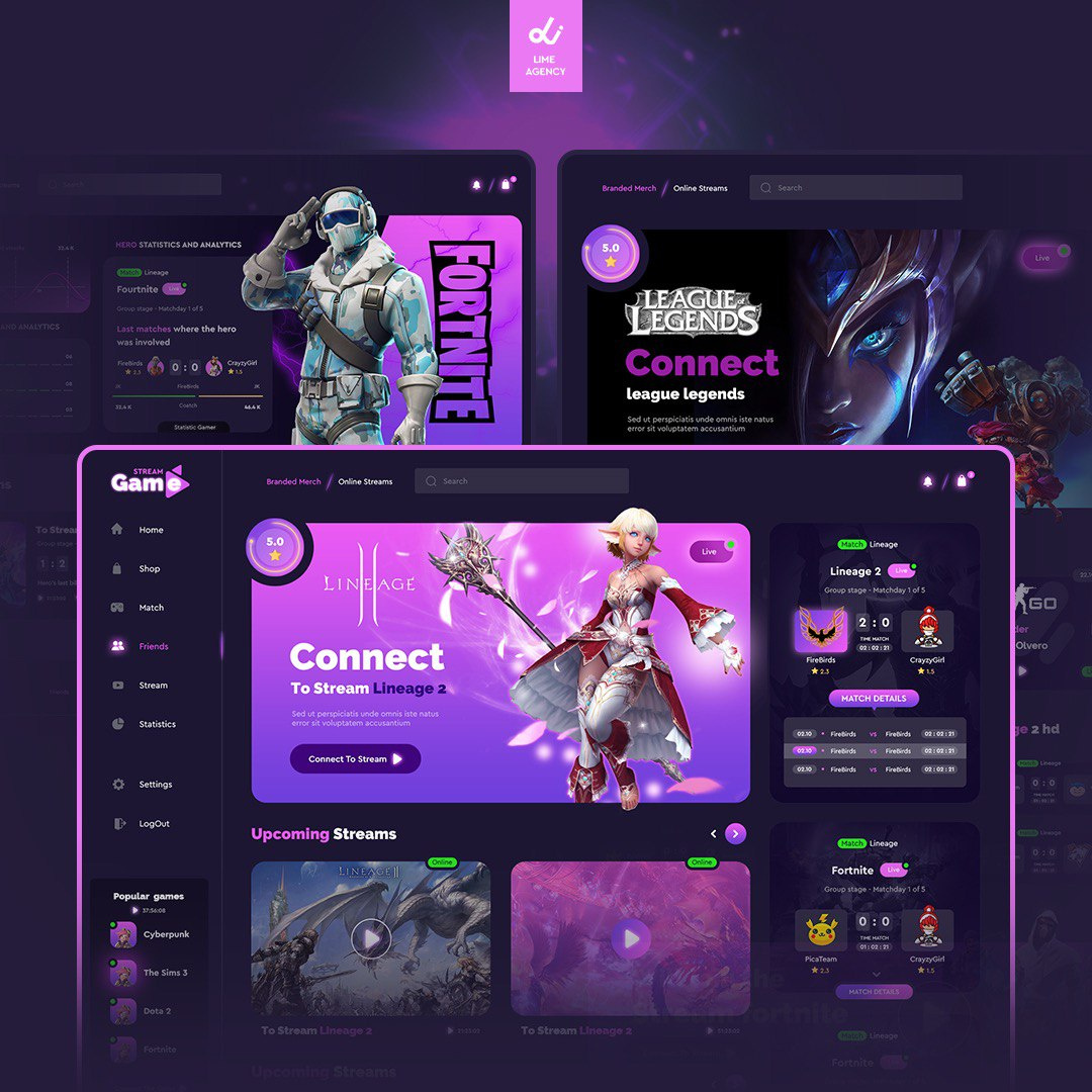 Level Up Your Game Streaming Platform with Epic Web Design by Lime ...