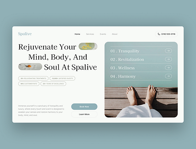 Spalive - Spa & Wellness Hero Section figma figma template hero hero section landing page minimalist design peterdraw spa ui design uiux uiux design user interface webdesign website website design wellness