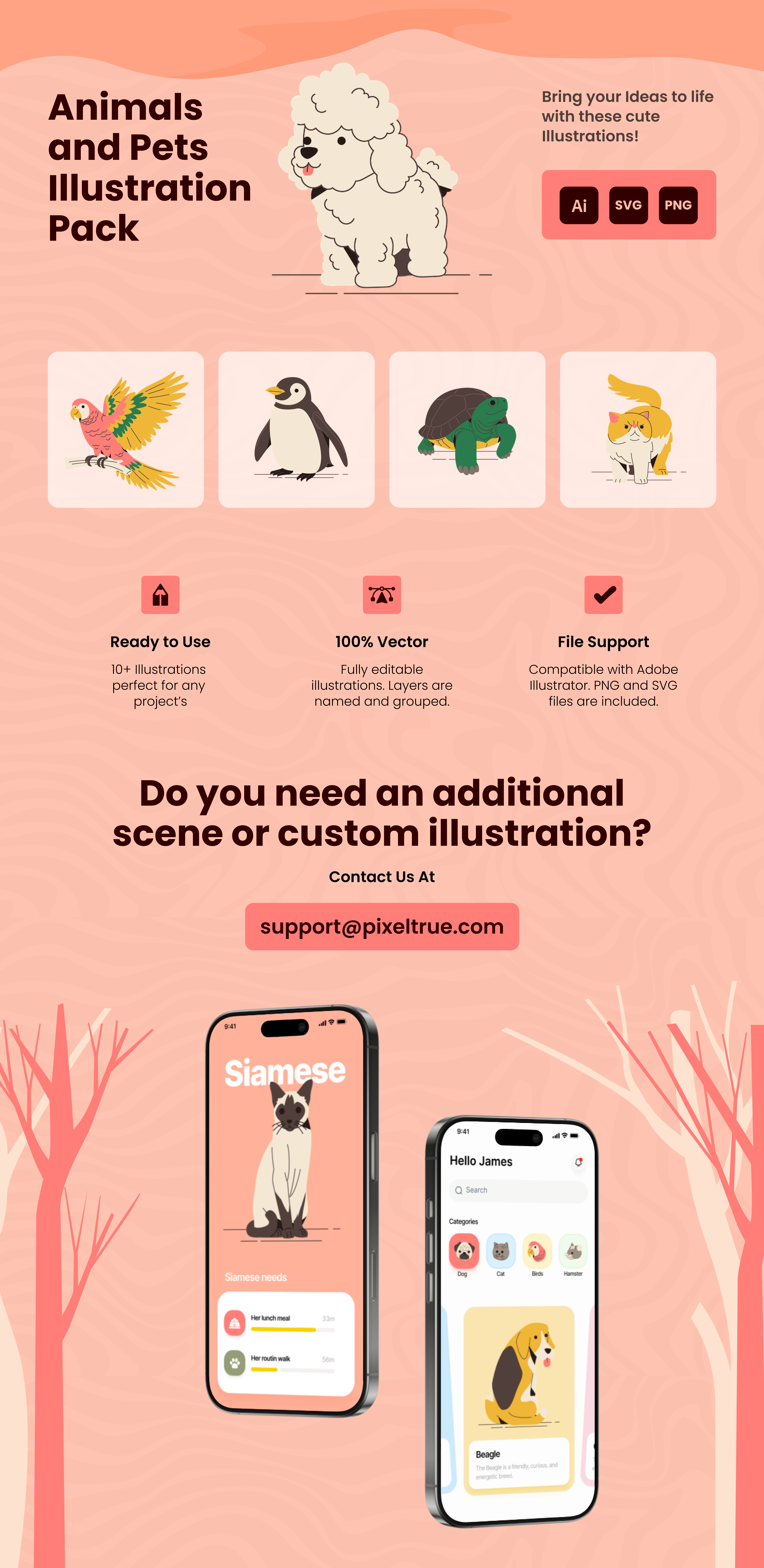 Animals and Pets Illustration Pack animals character design graphic design graphics illustration pets vector vector illustration