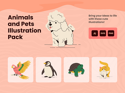 Animals and Pets Illustration Pack animals character design graphic design graphics illustration pets vector vector illustration