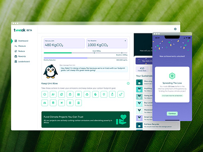 Gamified Carbon Footprint Tracking SaaS achievement carbon footprint dashboard design gamification sustainability ui