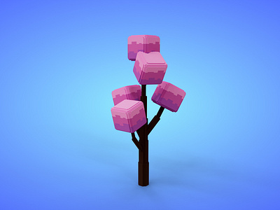 Voxel Tree 5.4 Model - 3D Lowpoly Game Asset 3d 3d model cartoon fantasy game asset isometric lowpoly magicavoxel pink stylized tree unity3d voxedit voxel voxel art voxels