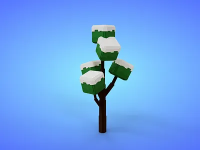 Voxel Snowed Tree 5.5 Model - 3D Lowpoly Game Asset 3d 3d model fantasy game asset lowpoly magicavoxel voxedit voxel art