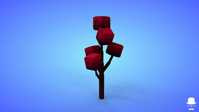 Voxel Red Tree 5.7 Model - 3D Lowpoly Game Asset 3d 3d model fantasy game asset lowpoly magicavoxel red voxedit voxel art