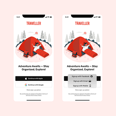 Travel App Sign-Up Screen | Mobile Screen | Daily UI adventure clean ui figma mobile app mobile ux onboarding sign up screen travel app ui ui design ux design