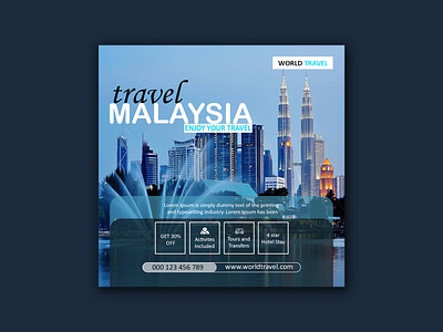 Travel scoial media post and Ad design ad design advertising branding creative design facebook post graphic design instagram post malaysia tour marketing product design template thumbnail tour and travel travel agency