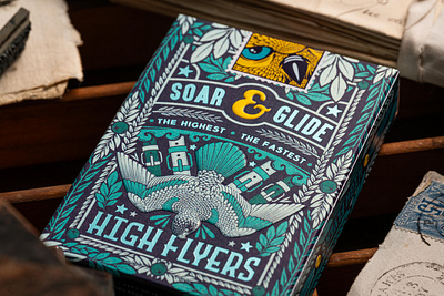 High Flyers Playing Cards: Tuck Box Back Design characters graphic design illustration packaging playing cards product design