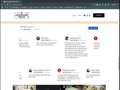 Hitchcock Tavern Website design food ui web