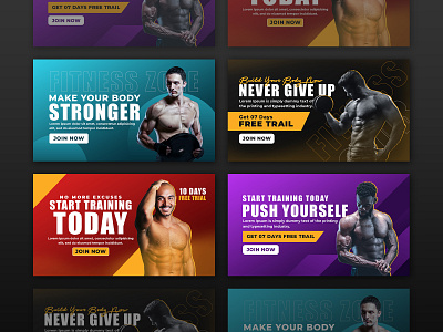 Fitness GYM Web Banner Design ads advertisement banner business cover fitness fitness gym web banner design graphic design gym social media design