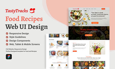 Food Recipes Web UI design app design branding case study design food web ui design graphic design landing page desing ui ui ux design user interface design web design web ui design website design