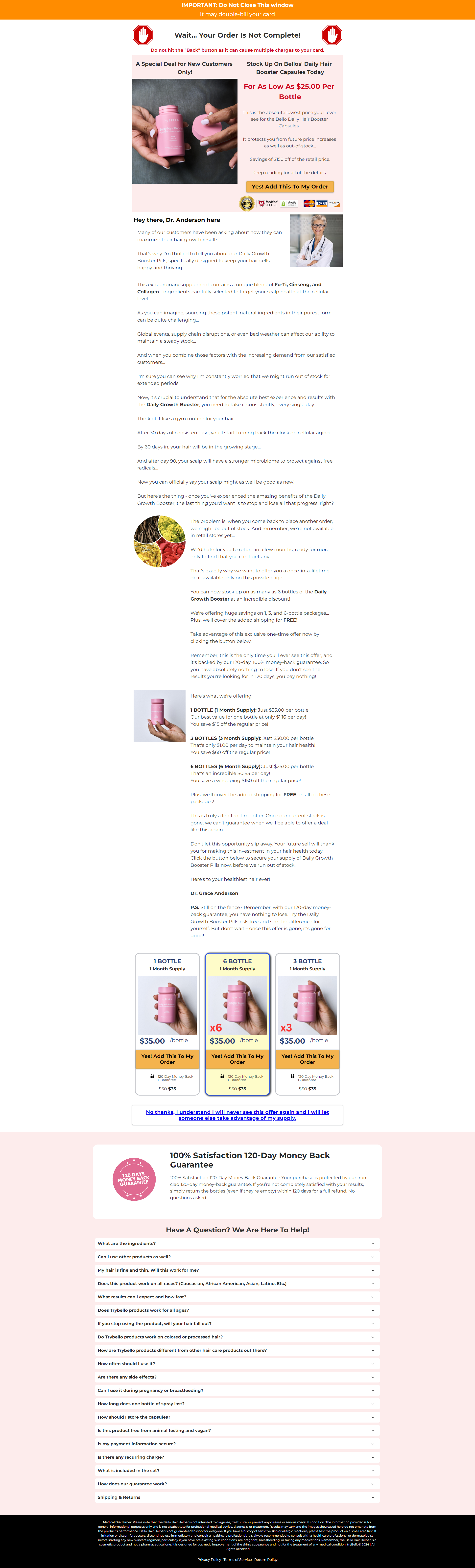 Trybello Hair Spray Upsell Page On Funnelish funnelish funnelish expert funnelish upsell page trybello upsell page upsell page