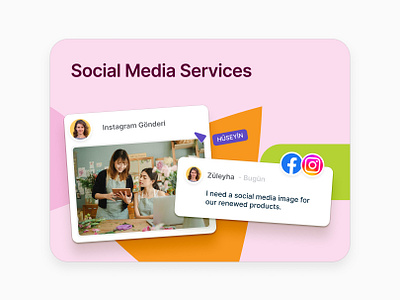 Services Cards ⚡️ WIP card design design graphic design green illustration orange pink services card social media social media design ui vector