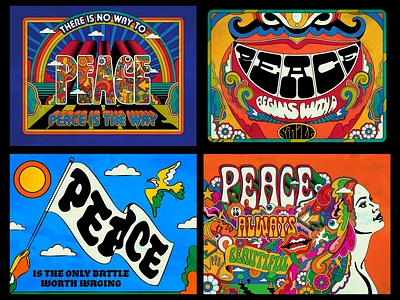 Peacechedelic colorful design illustration peace popart psychedelic retro typography vector vintage