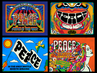 Peacechedelic colorful design illustration peace popart psychedelic retro typography vector vintage