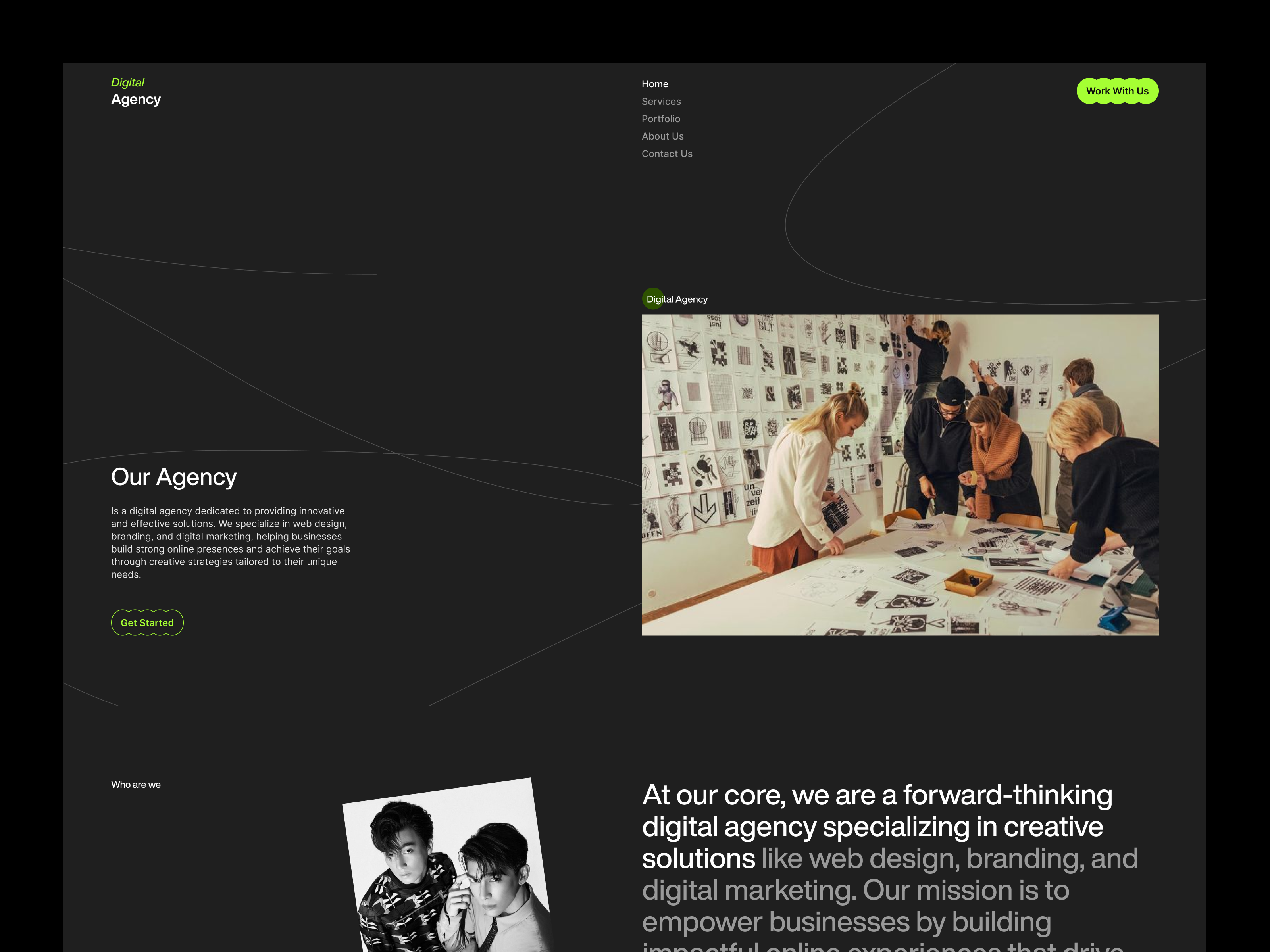 UI/UX For Digital Agency Website Dark Mode agency portfolio branding identity business website creative landing page creative studio digital agency digital marketing ui dribbble inspiration high performance ux interactive ui minimal aesthetic modern web design professional ui responsive design saas ui startup ui strategy driven design uiux design web design webflow agency