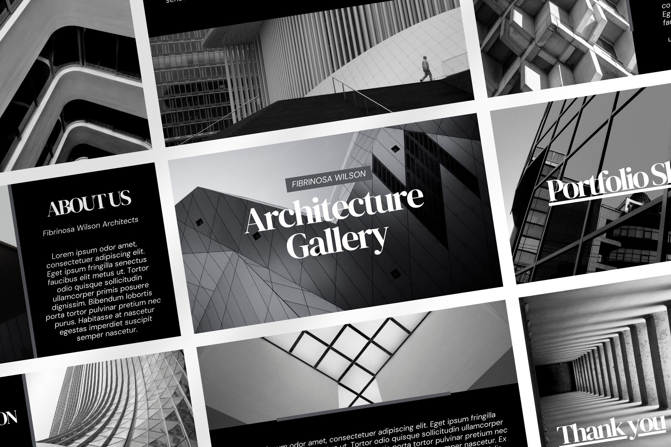 Architecture Gallery architecture branding business dark design elegant engineer gallery keynote marketing mockups pitch deck powerpoint presentation