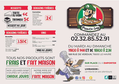 Menu " Pizza Chez Luigy"