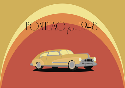 Retro car Pontiac for 1948 car graphic design groovy illustration pontiac retro retrocar vector