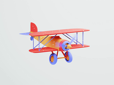 Steady Cruising 3d 3d animation biplane blender blender3d flight fly flying illustration isometric isometric illustration plane toy