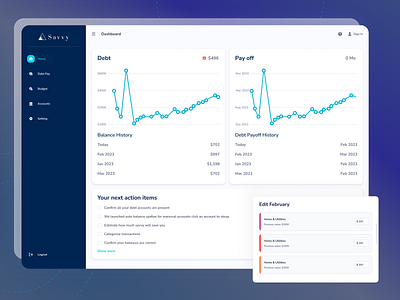 Savvy budgeting forecasting dashboard nvestment banking ui user experience ux ui design