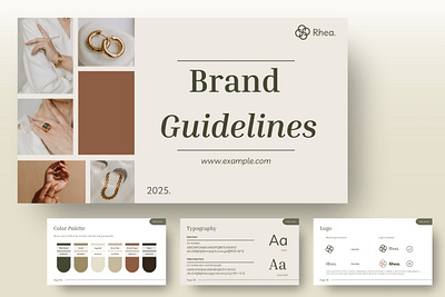 Brand Guidelines beauty brand brand guidelines brand kit branding business design jewelry keynote marketing pitch deck powerpoint presentation style guide