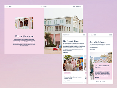 Seaside Coastal Tranquility - Responsive Pink Modular Webdesign century gothic color palette fluid design gradient grid identity interactive interactive design mobile modular narrative pink responsive soft swiss ui visual visualhierarchy wesbite whitespace