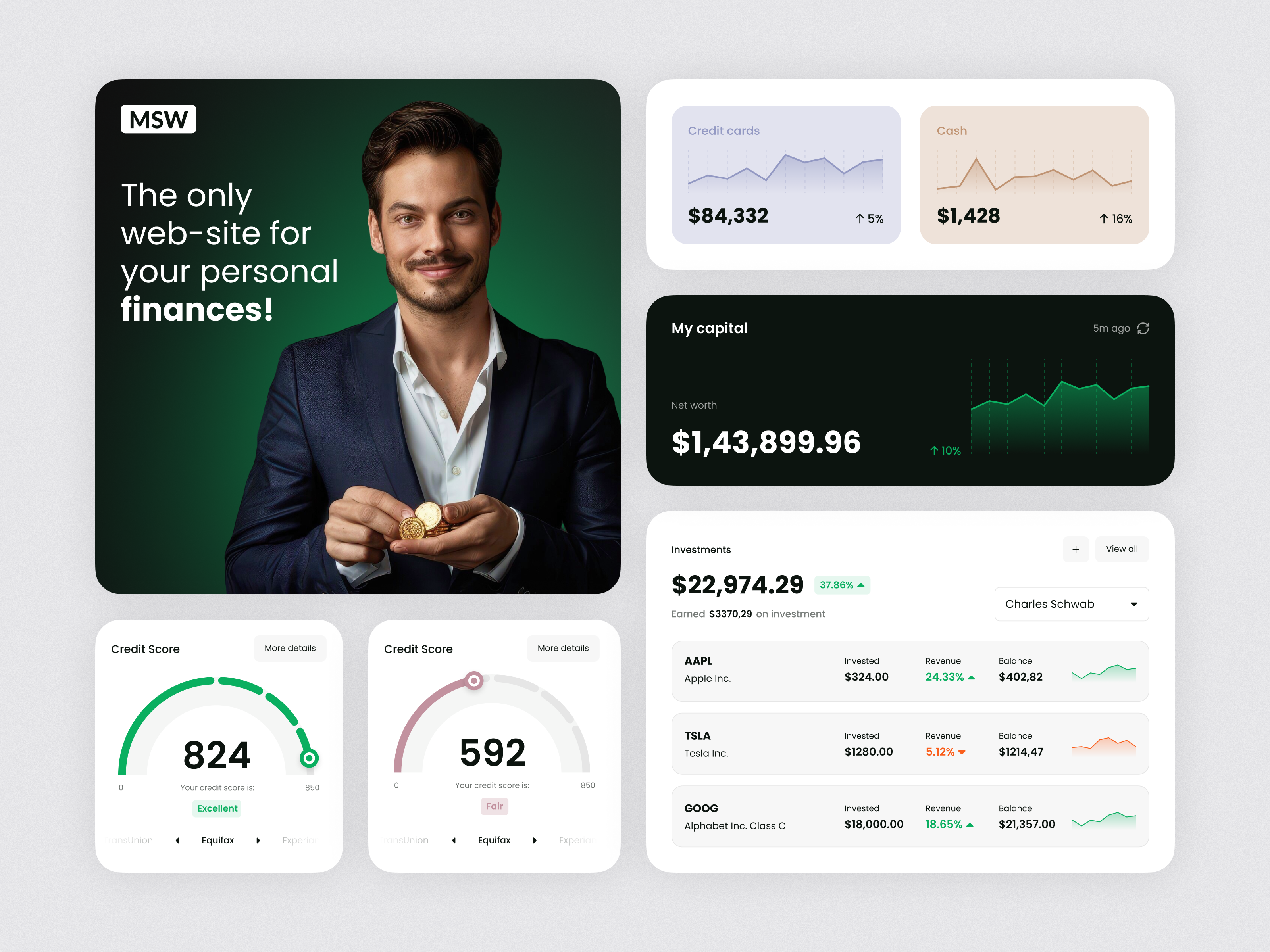Example of Design Elements of Finance Dashboard | MSW