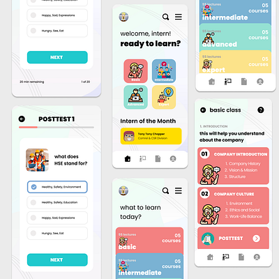 Intelearn (Internship Learning App) - UI Exploration app branding graphic design internship learning lms ui