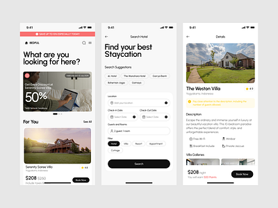 Hotel Booking App app book clean design fireart hotel ios search ui ux