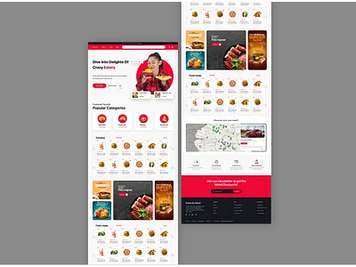Fast Food Delivery Landing Page Design crazy foods ui fast food landing pafe fast food ui food item landing page food landing page junk food page ui landing page ui red ui restaurant page ui resturant app ui stylish ui stylish ui x