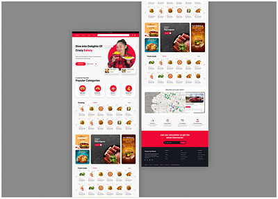 Fast Food Delivery Landing Page Design crazy foods ui fast food landing pafe fast food ui food item landing page food landing page junk food page ui landing page ui red ui restaurant page ui resturant app ui stylish ui stylish ui x