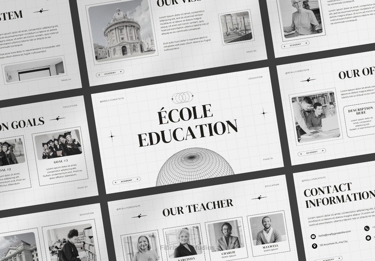 École - Education Academy branding business church classic design ecole education europe european style marketing minimalist monochrome old pitch deck presentation scandinavian school skola university vintage
