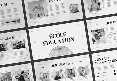École - Education Academy branding business church classic design ecole education europe european style marketing minimalist monochrome old pitch deck presentation scandinavian school skola university vintage