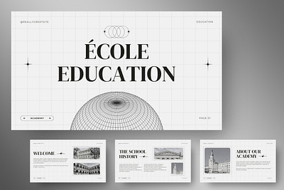 École - Education Academy branding business design ecole education keynote marketing minimalist pitch deck powerpoint presentation school skola university