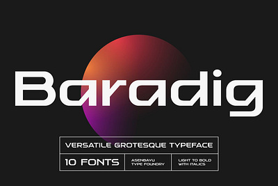 Baradig - Versatile Grotesque Typeface alternate branding contemporary decorative design display elegant font futuristic headline ligature logo luxury modern poster sports technology typeface typography ui