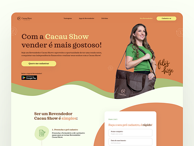 Revendedor Cacau Show landing page ui design