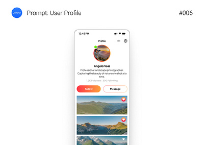 Daily UI #006: User Profile daily ui mobile prompt social profile ui