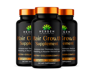 hair growth dietary supplement label design supplement bottle mockup