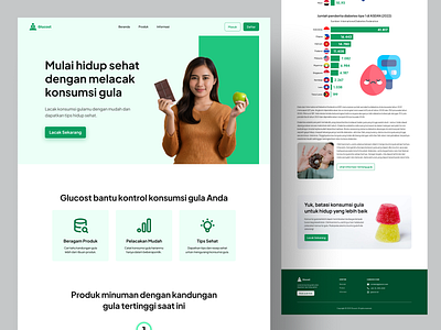 Glucost - Sugar Consumption Monitoring Website Design sugar ui ui design ui ux uiux ux ux design visual visual design web design website design