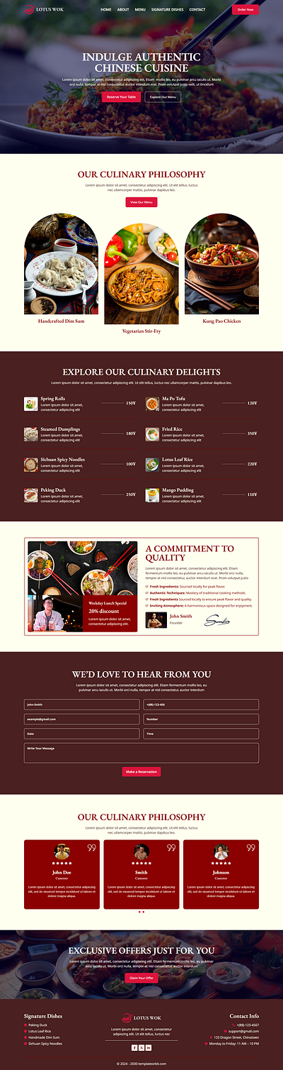 Chinese Restaurant Landing Page cafe chinese chinesecuisine chinesefood chineserestaurant elementor landing page restaurant websitedesign wordpress