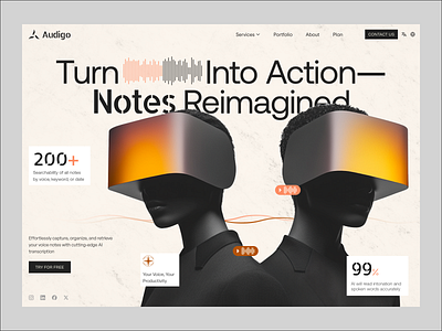 Audigo - AI Web Design ai header ai landing page ai website artificial intelligence website creative website futuristic website header landing page landing page agency modern website saas web design saas website software website tech web design tech website technology landing page technology website ux web design web design agency